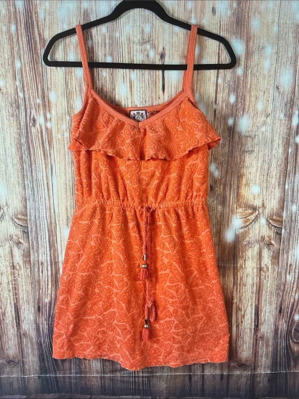 Juicy Couture Orange Ruffle Tie-Waist Mini Dress